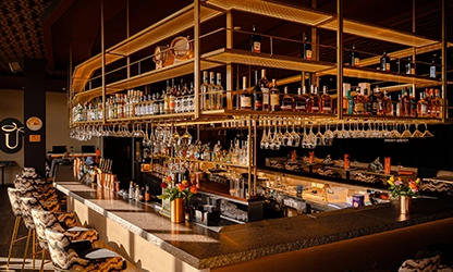 UYARE's stylish bar setup, part of the lunch and bar menu experience
